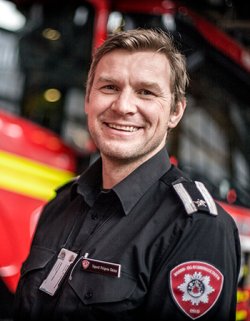 Branninspektør Sigurd Folgerø Dalen ved infoenheten i Oslo brann- og redningsetat. Foto: Obre
