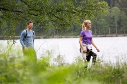 Ut på tur. Vann. Skog.