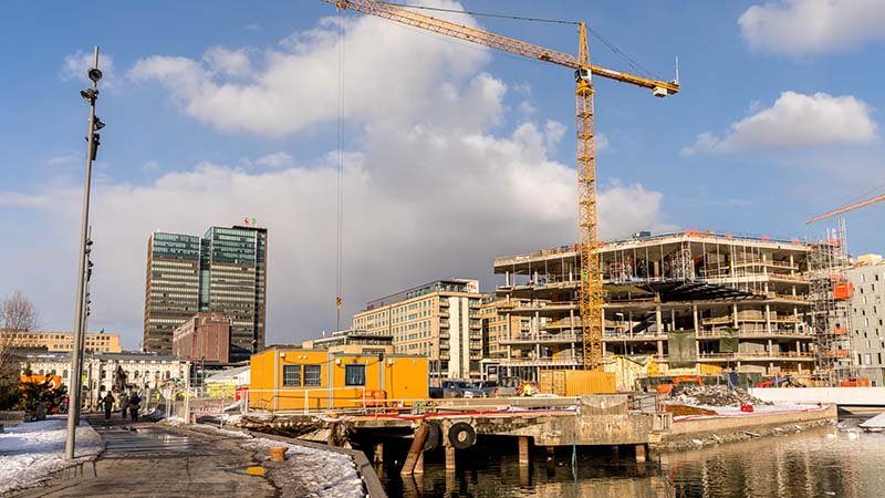 Næringsbygg under oppføring i Bjørvika i Oslo.