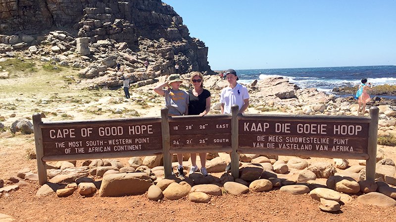 Juleferien utenlands. Sør-Afrika. Cape of good hope. Familie på tur.