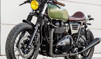 En Grønn Triumph Thruxton. Foto: Maccomotors