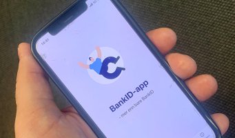Mobiltelefonskjerm med logo bankid app.