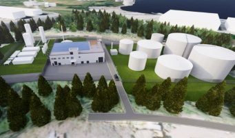 Skisser av biogassanlegget på Husnes i Kvinnherad kommune.