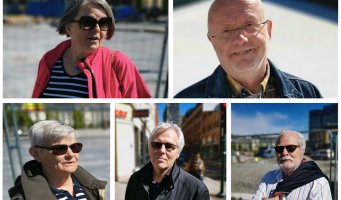 Personer på gata. Ketil, Svein, Eria, Bo og Ingvor